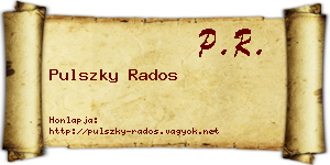 Pulszky Rados névjegykártya